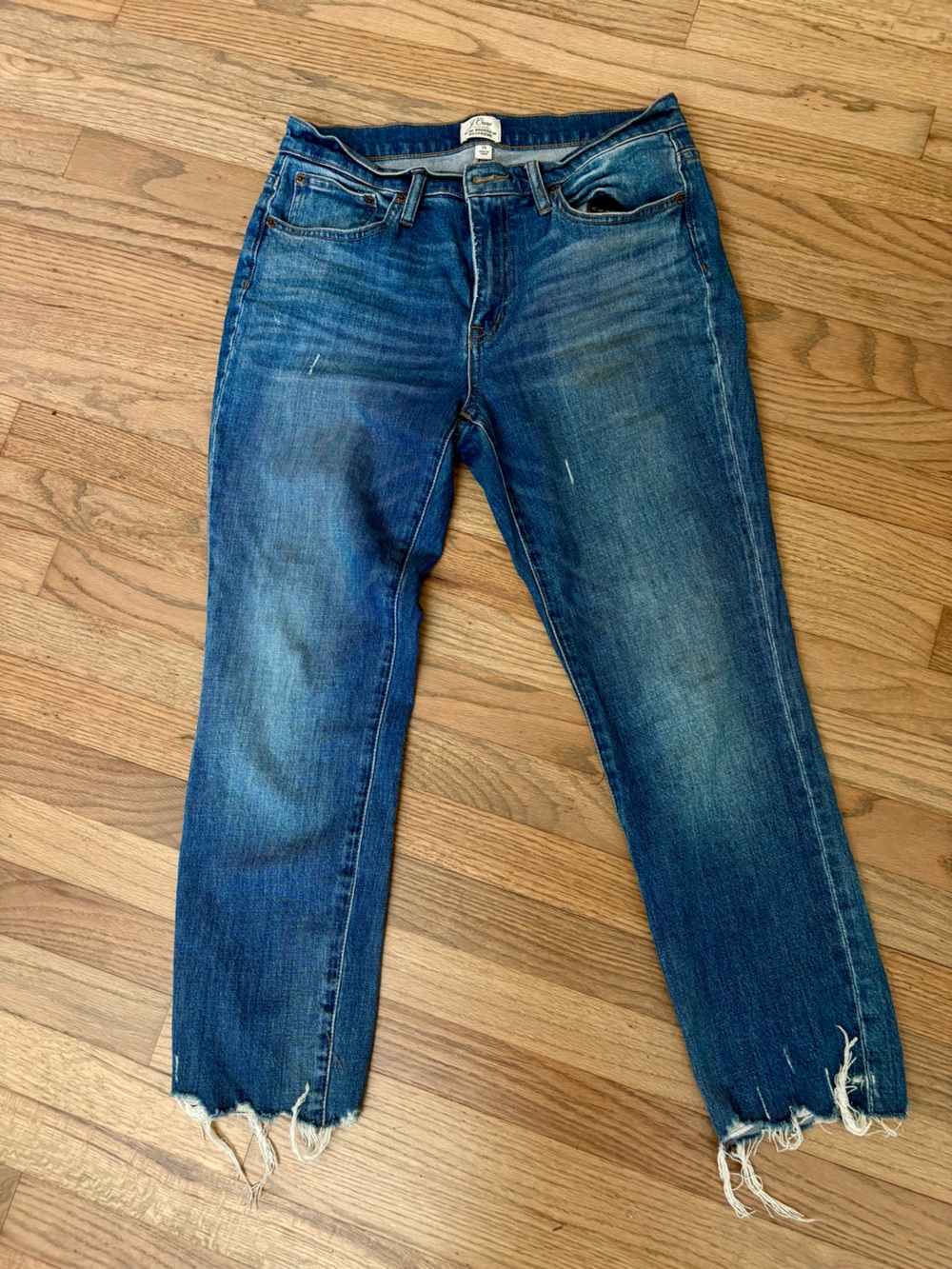 J. Crew Blue Distressed Ankle Crop Jeans